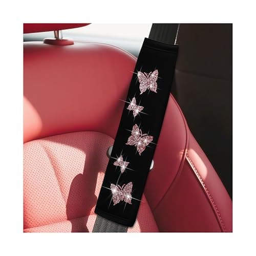 KHGUZ 2PCS Car Seat Belt Covers Polyester Fiber Vehicle Seatbelt Cushion Pad Protector Automotive Safe Strap Cover Pad Help Protect Neck and Shoulder Universal for SUV Truck RVPink