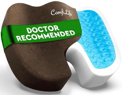 ComfiLife Premium Gel Memory Foam Seat Cushion Doctor Recommended Office Chair Cushion Car Seat Cushion Chair Cushions for Back Sciatica Pain Relief Seat Cushions for Office Desk Black