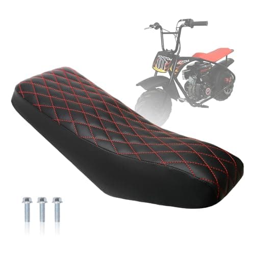 JMCHstore Diamond Stitch Retro Mini Bike Seat with Red Thread for Motovox MBX10, for Mototec 105cc Mini Bike