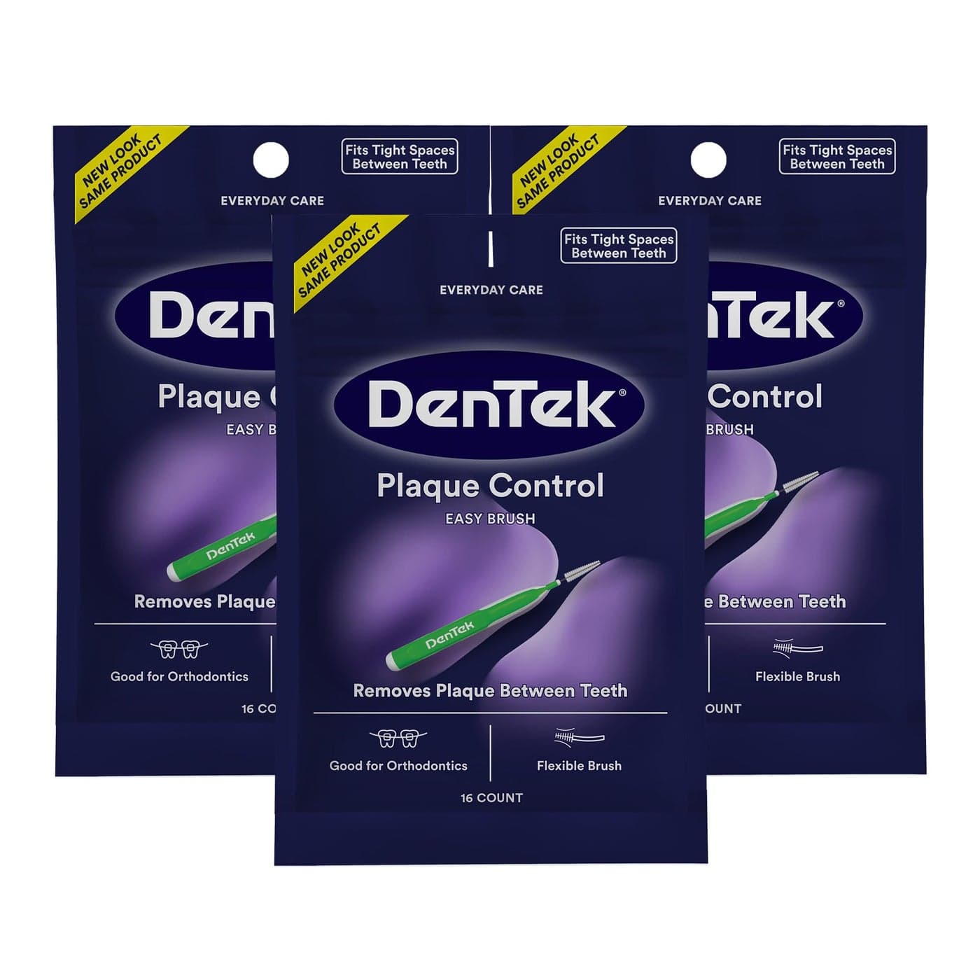 Easy Brush Plaque Control Interdental Cleaners Tight 16 Count 3 Pack