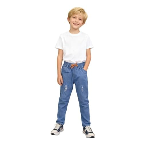 A.T.U.N. (ALL THINGS UBER NICE) Baby Boys Slim Fit Stretchable Denim Jogger Jeans | Casual Everyday Kids Jeans with Pockets & Elasticated Waist Band | Durable & Comfortable Bottom Wear for Boys