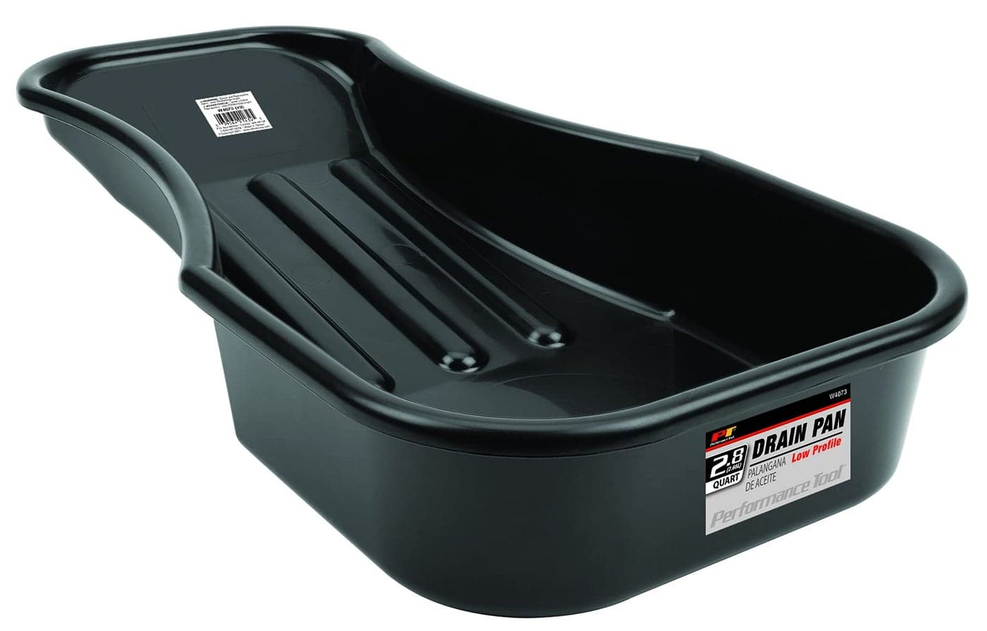 Performance Tool W4073 Heavy Duty 2.8 Quart Oil Drain Pan with Splash Guard and Tapered Spout for Lawn Equipment and Motorcycles