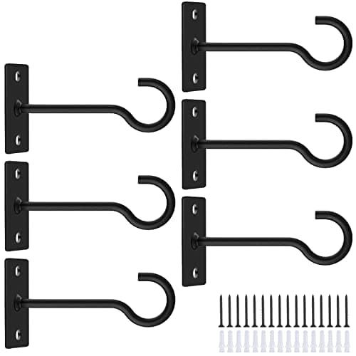 QTJUST 6Pack 4inch Wall Hook for Hanging Plant Bracket Black