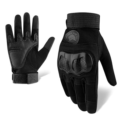 BADOWL GRIPTOR | Motorcycle Riding Gloves for Men and Women with Knuckle Protection | Touchscreen Compatible | Breathable | Anti-Slip | Full Finger Bike Gloves for All Seasons (Black, M)