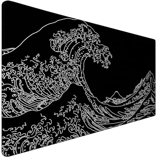 TEDNETGO Extra Large Mouse Pad, Gaming Mouse Pad, Waterproof Extra Large Mousepad with Stitched Edges, Non-Slip Base Keyboard Pad for Gamer, Office & Home, 31.5 x 15.8, Sea Wave