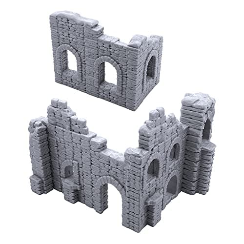 Battle Ruined Walls Terrain Scenery for Tabletop 28mm Miniatures Wargame 3D Printed and Paintable EnderToys