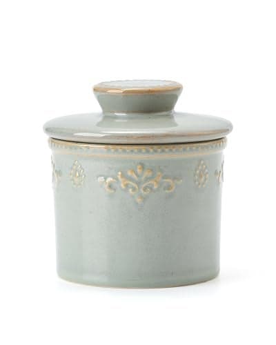 XELA Ceramic Butter Dish - French Butter Crock With Water Line - Keeps Your Butter Fresh and Spreadable - Vintage Turquoise