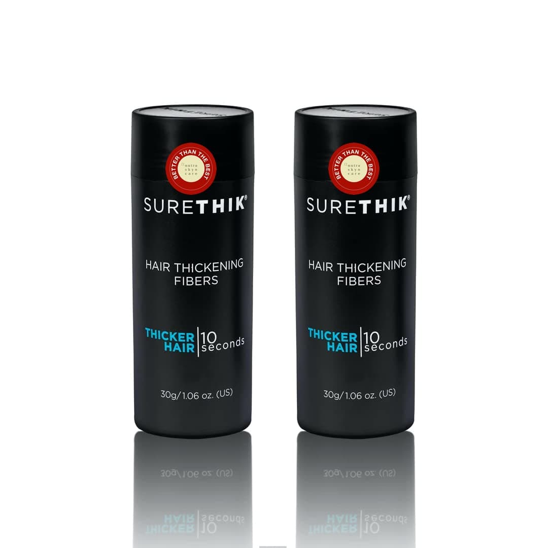 SureThik Hair Thickening Fibers 30g Natural High Performance Hair Loss Concealer Does Not Run When Wet Pack of 2 Black