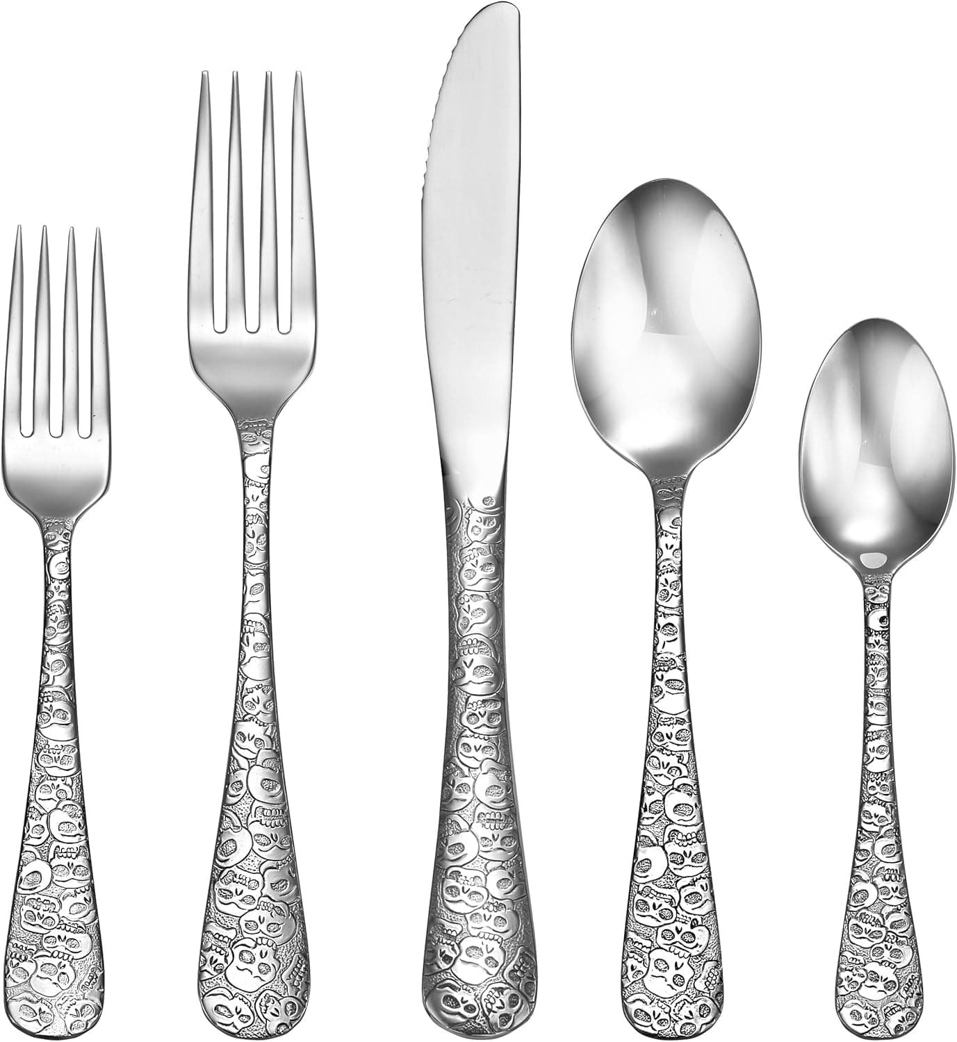 Liberty Tabletop Calavera Skull 45 Piece Flatware Set for 8 Silverware Made in USA