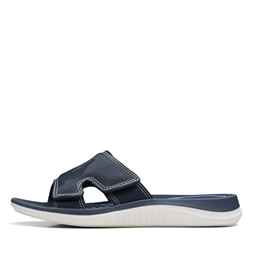 Clarks Women's Glide Bay Slide Sandal, Navy Synthetic, 7