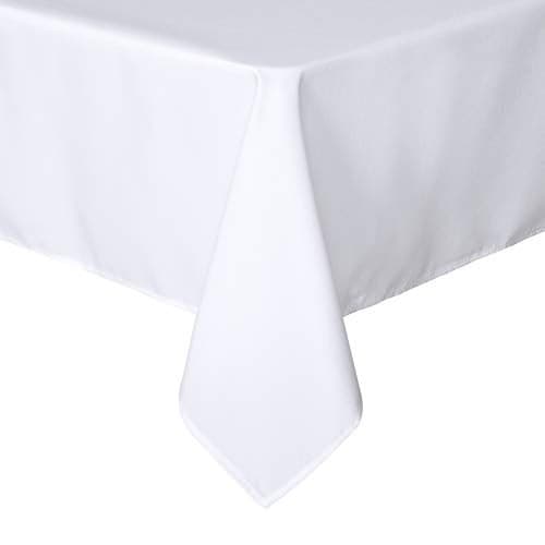 sancua Rectangle Tablecloth - 60 x 102 Inch - Stain and Wrinkle Resistant Washable Polyester Table Cloth, Decorative Fabric Table Cover for Dining Tables, Buffet Parties and Camping, White