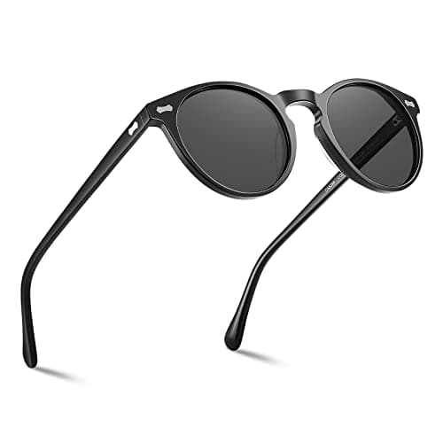 CARFIA Retro Polarized Sunglasses for Men UV400 Protection Handmade Acetate Round Frame CA5288L