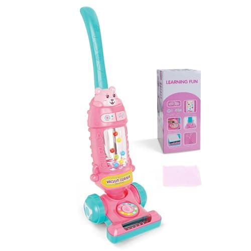 FS Kids Vacuum Toy That Really Works with Lights Sounds Pretend Play Toy Vacuum for Toddlers 13 Toddler Vacuum Toys for Ages 18M Girls Cleaning Toy with BallPopping Pink