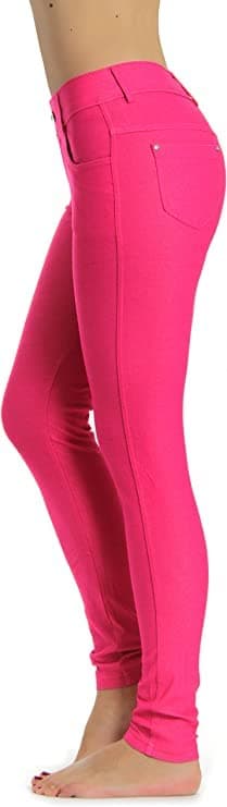 Prolific Health Women's Jean Look Jeggings Tights Yoga Many Colors Spandex Leggings Pants S-XXL (Large, Fuchsia)