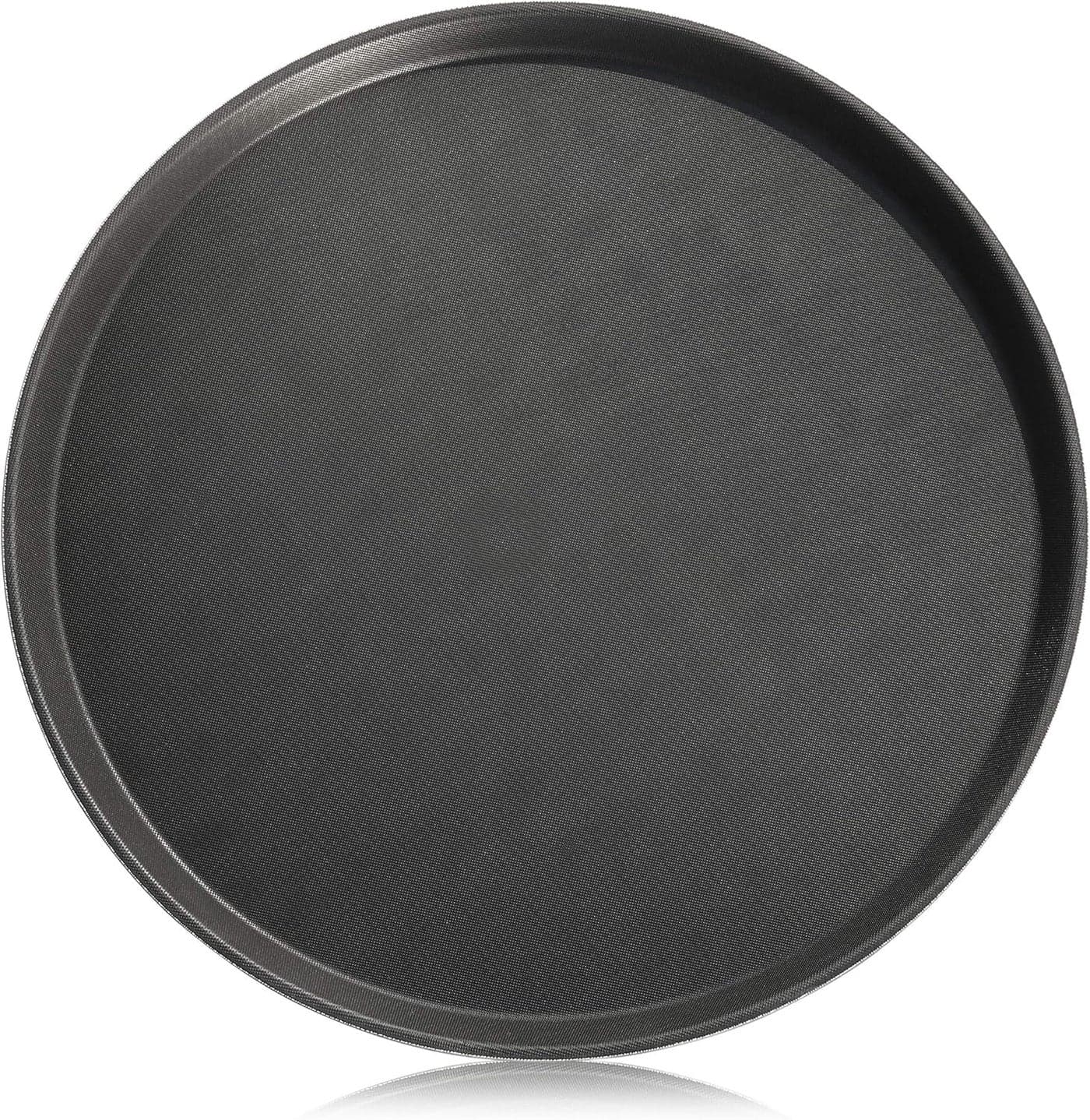 New Star Foodservice Non-Slip Tray, Plastic, Rubber Lined, Round (Black, 16-Inch)