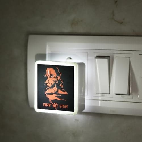 Lexton Hanuman Ji Fancy LED Night Lamp Light with 2 Pin Socket for Spiritual Ambiance, 0.5 Watt, 230v (Warm White, Pack of 1)