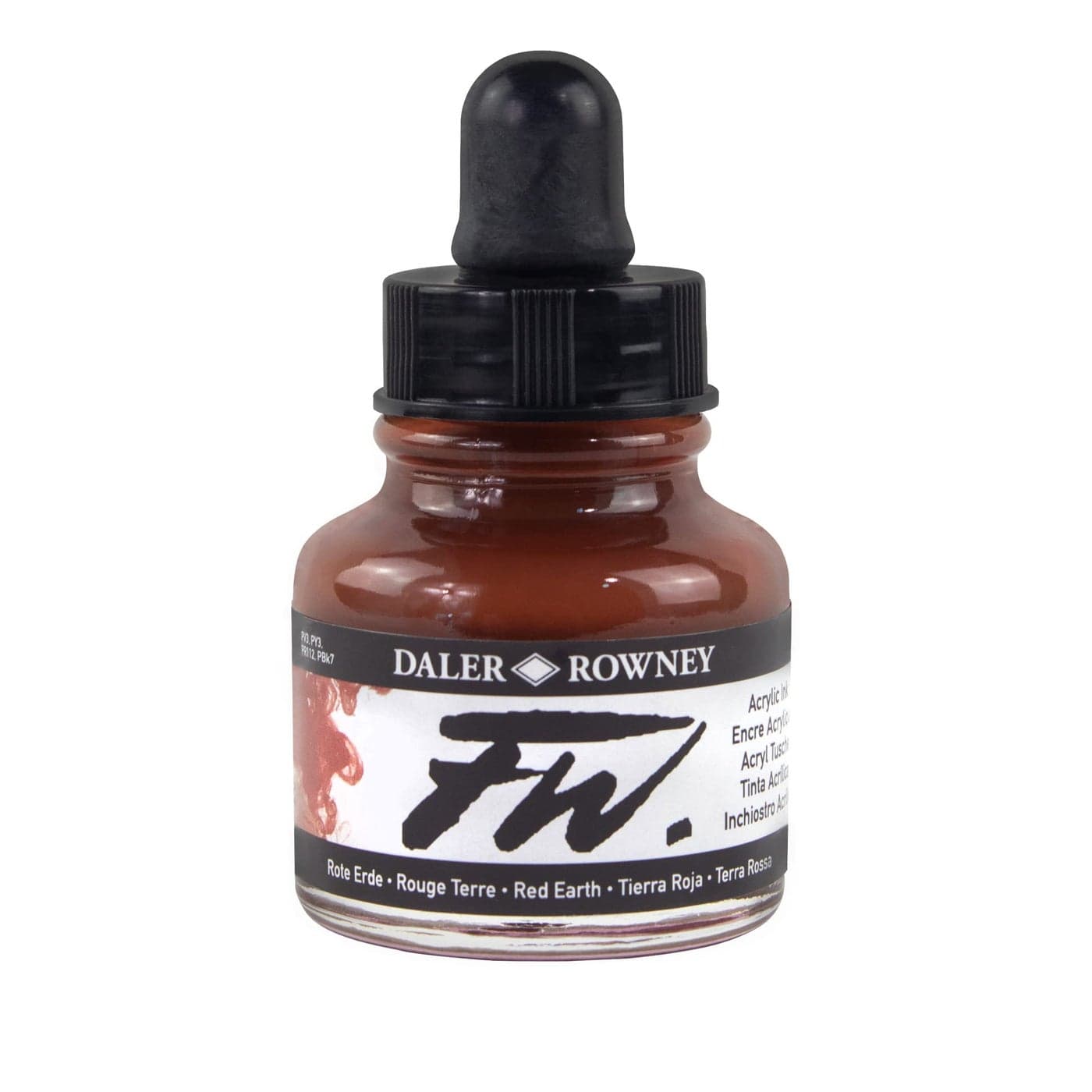 DalerRowney FW Acrylic Ink Bottle Red Earth Versatile Acrylic Drawing Ink for Artists and Students Permanent Calligraphy Ink Archival Ink for Illustrating and More