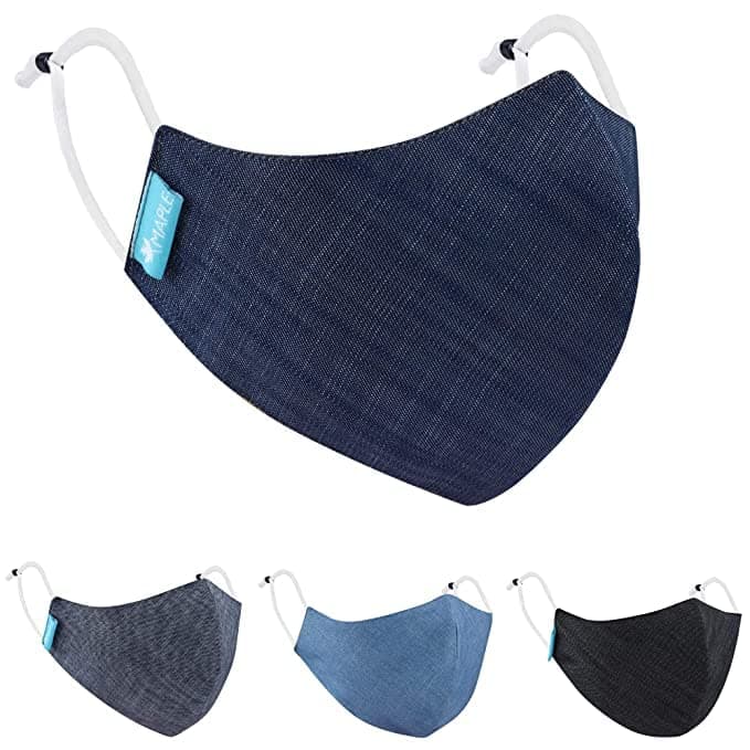 MAPLE DM-01 Mask for women Denim Reusable Washable Reversible 3 Layer Printed Fine Cotton Face Mask for Ladies Men Unisex With Adjustable Ear Loop Free Size