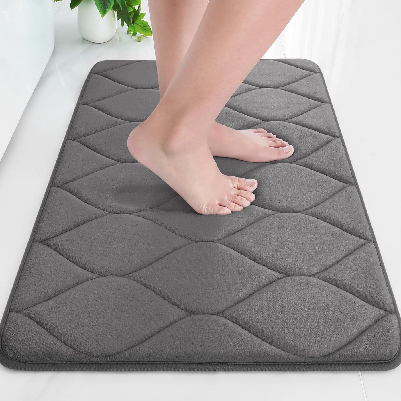 Colorxy Memory Foam Bathroom Rugs Ultra Soft NonSlip Bath Mat Water Absorbent and Machine Washable Bath Carpet Rug for Shower Bathroom Floor Rugs 24x16 Dark Grey