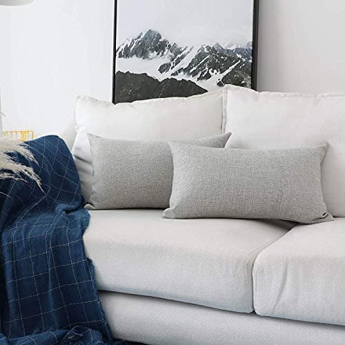 Khooti Jute Cushion Cover, Throw Pillow Cover for Couches, Chairs, Sofas, Beds, Coffee Tables, Living Rooms, Bedrooms, Modern Boho Design, 18 x 22 Inches / 45 x 55 cm | Light Grey | Set of 5