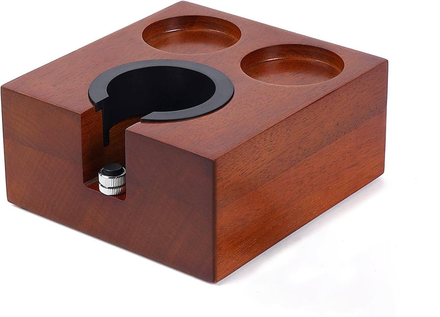 IKAPE Espresso Tamper Station 51MM 54MM 58MM Wooden Coffee Tamper Holder Base Espresso Tamp Mat Stand Fit for 51 to 58MM Espresso Accessories Can be Adjustable Portafilters Stand Height