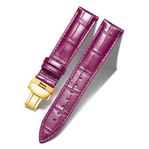 BINLUN Leather Watch Strap Quick Release Strap with Gold Butterfly Deployment Buckle 12mm 13mm 14mm 16mm 17mm 18mm 19mm 20mm 21mm 22mm 23mm 24mm Watch Band for Men Women(Amaranth,13mm)