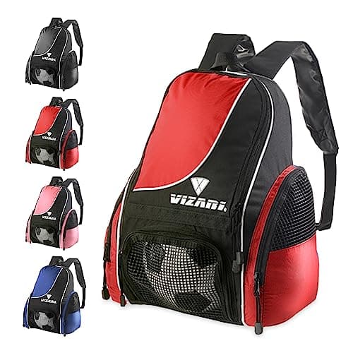 Vizari Solano Soccer Backpack With Ball Compartment and Vented Ball Pocket and Mesh Side Cargo Pockets for Adults and Teens