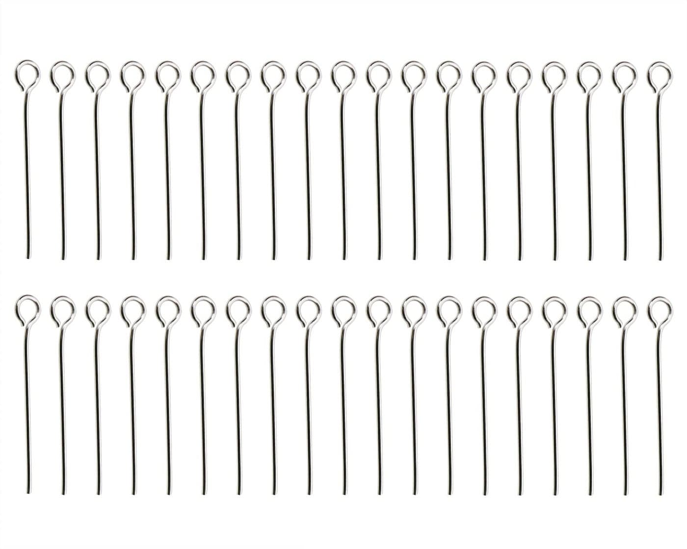 Shapenty Mini Stainless Steel Wire Eyepins Beading Small Open Eye Head Pins Needles for DIY Craft Bead Earring Pendant Necklace Bracelet Keychain Jewelry Charm Finding Making 120PCS 20mm