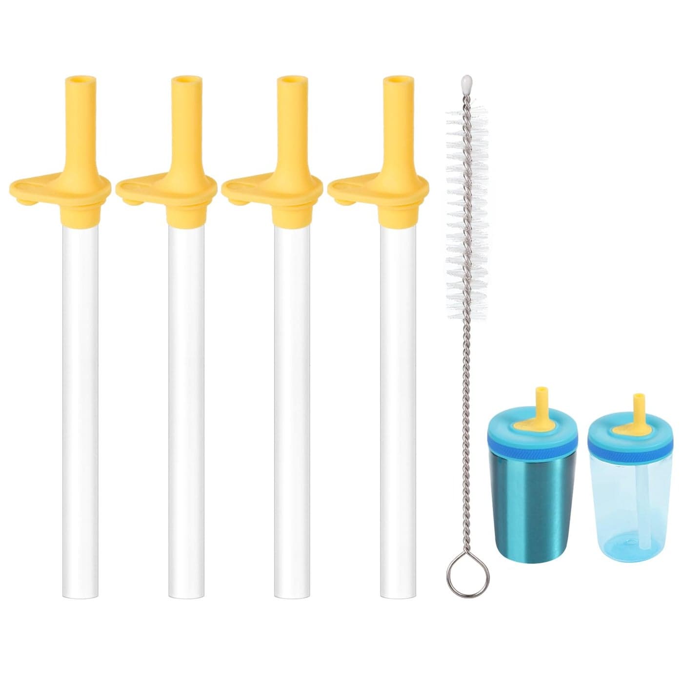 4pcs Replacement Straws with Bite Valve for Zak Designs Kelso 15 oz with 1 Cleaning Brush Reusable Kids Cup Replacement Straws Accessory for Zak BPAFree