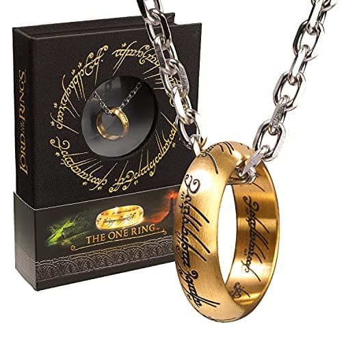 The Noble Collection The Lord of The Rings The One Ring - Anodised Stainless Steel One Ring on 24in (61cm) Chain - Officially Licensed Film Set Movie Props Jewellery Gifts