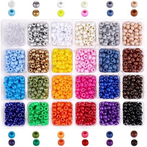 Efivs Arts Pony Beads Bulk for Bracelet Making Kit 9mm Friendship Bracelet Kandi Beads Set for Keychains Rainbow Large Hole Hair Beads for Braids Necklace DIY Crafts 24 Color 2000pcs