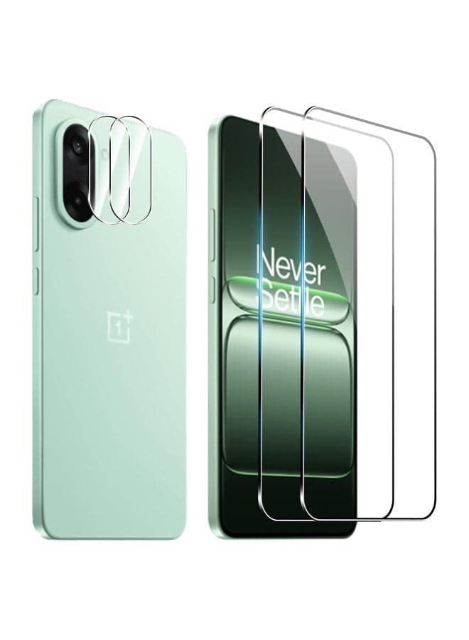 Screen Protector Compatible with OnePlus Nord CE5 2025, 【2+2 Pack】 Screen Protector and Camera Lens Protector, 9H Hardness HD Anti Scratch Bubble Free Tempered Glass
