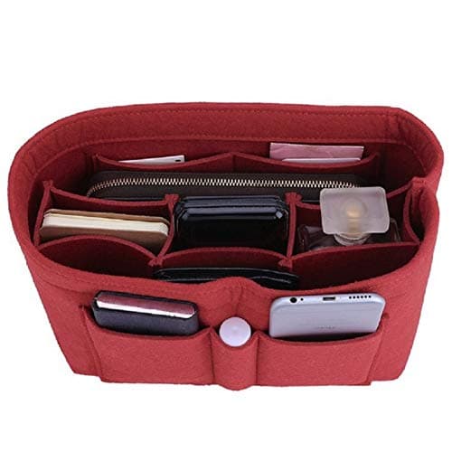 ZTUJO Purse Organizer Insert, Felt Bag Organizer For Handbag, 13 Colors, 6 Sizes (Large, Red)