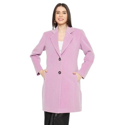 PLAGG Women Winter Wear Solid Long length Stylish Overcoat with wool blend and comfort fit