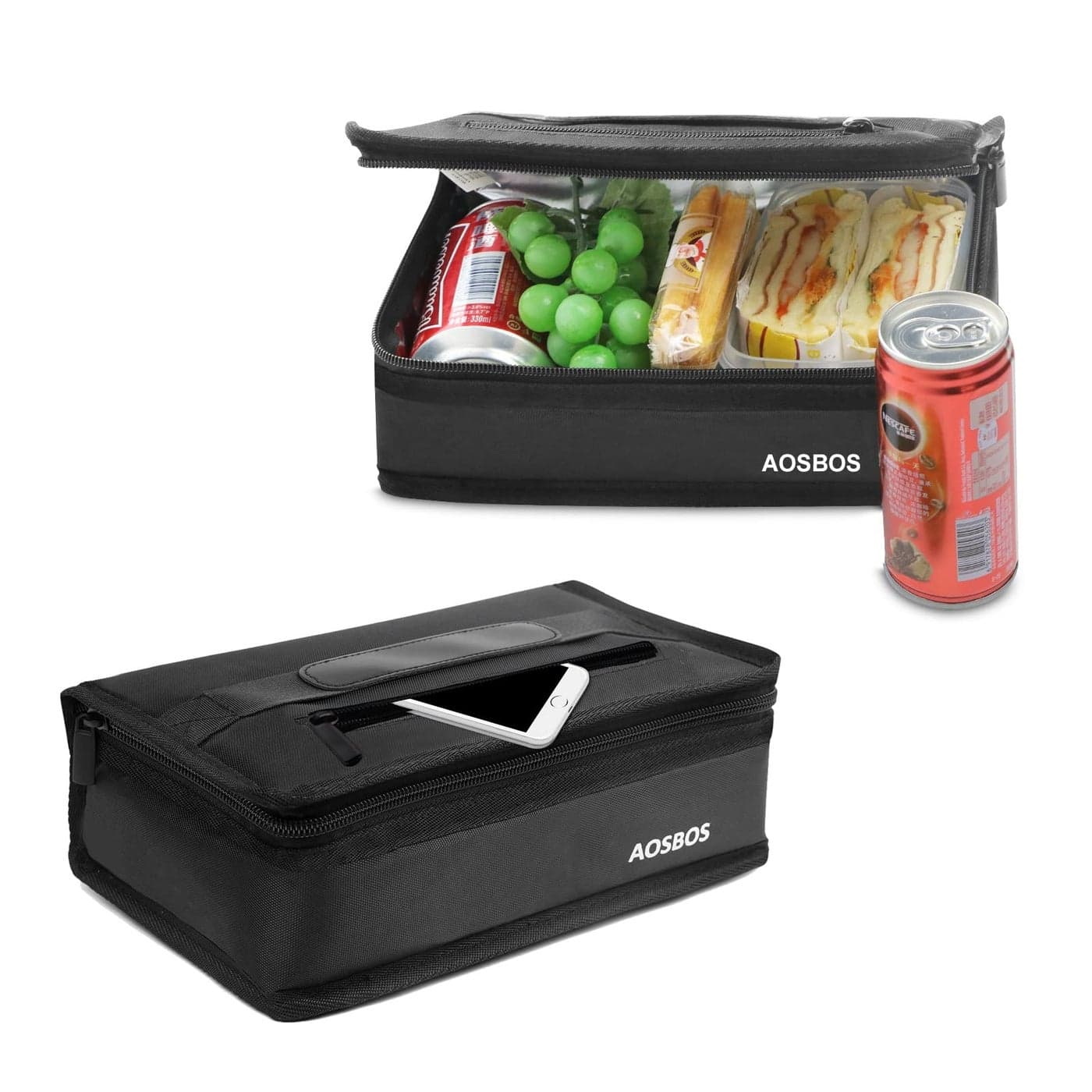 Aosbos Small Insulated Lunch Bag Compact Lunch Box for Portion Control Work Office Black