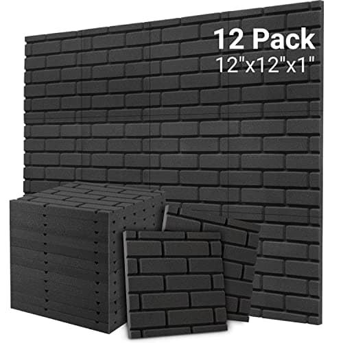 Topnaca Sound Proof Foam Panels, Brick Shaped Soundproof Wall Panels, 12 Pack 12"x12"x1" Sound Absorbing & Dampening Foam Panels for Walls, Room, Studio, Podcast, Acoustic Treatment