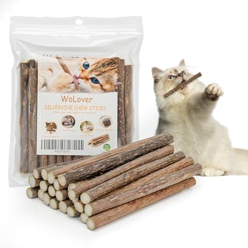 WoLover Silvervine Sticks for Cats Natural Catnip Matatabi Chew Sticks Teeth Molar Chew Toys for Cat Kitten Kitty 25 PCS