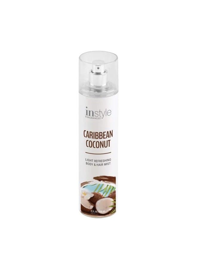 Instyle Fragrances, Body & Hair Mist, Caribbean Coconut Scent, With Panthenol, CLEAN, Vegan, Paraben Free, Phthalate Free, Premium 8 Fl Oz Spray Bottle