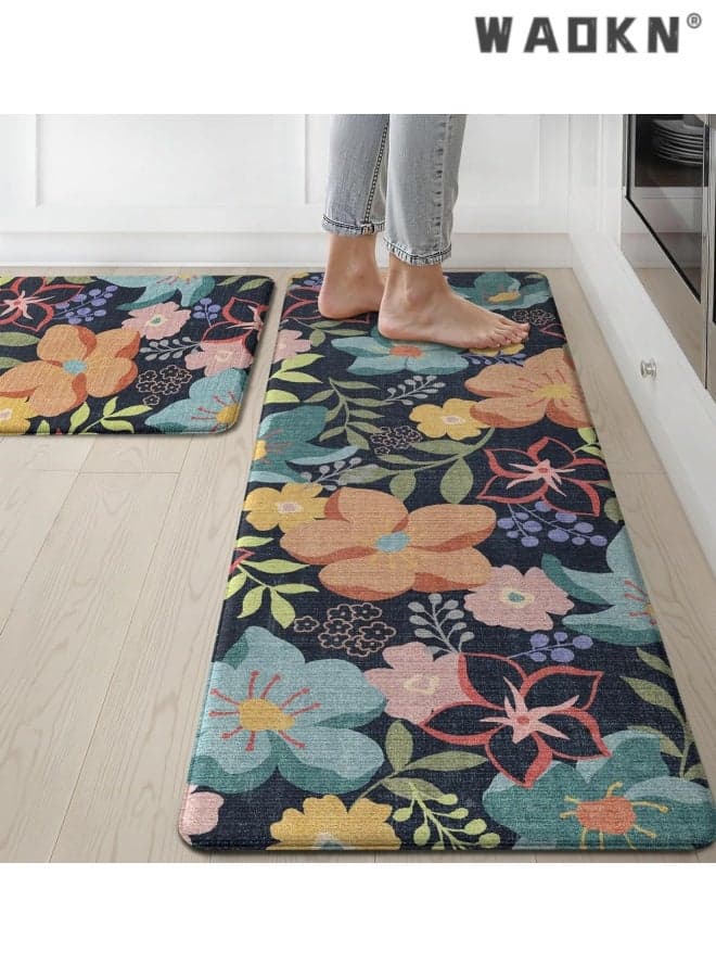 Kitchen Mats for Floor 2PCS, Cushioned Kitchen Rugs Non Slip Washable, Farmhouse Anti Fatigue Mat Waterproof, Comfort Standing Mat Rug for Office, Home, Laundry, easy to clean , 40*60cm+40*120cm.