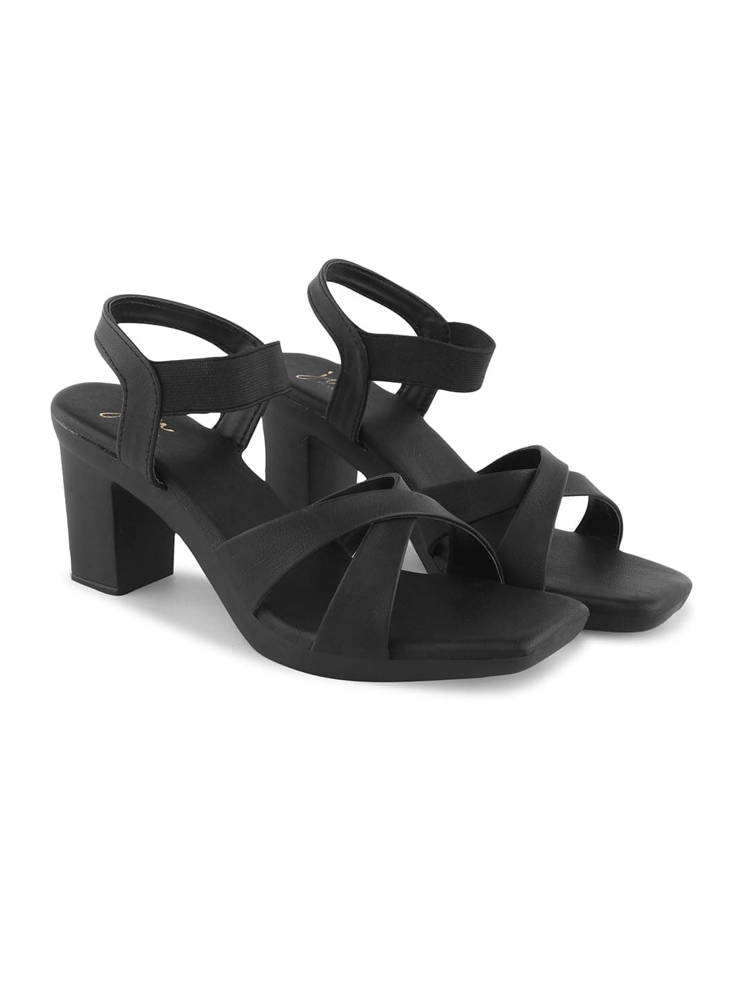 JM LOOKS Stylish Fancy Block Heel Sandal with Ankle Strap for Women & Girls | Casual Women Heel Sandals | (Black, 37)