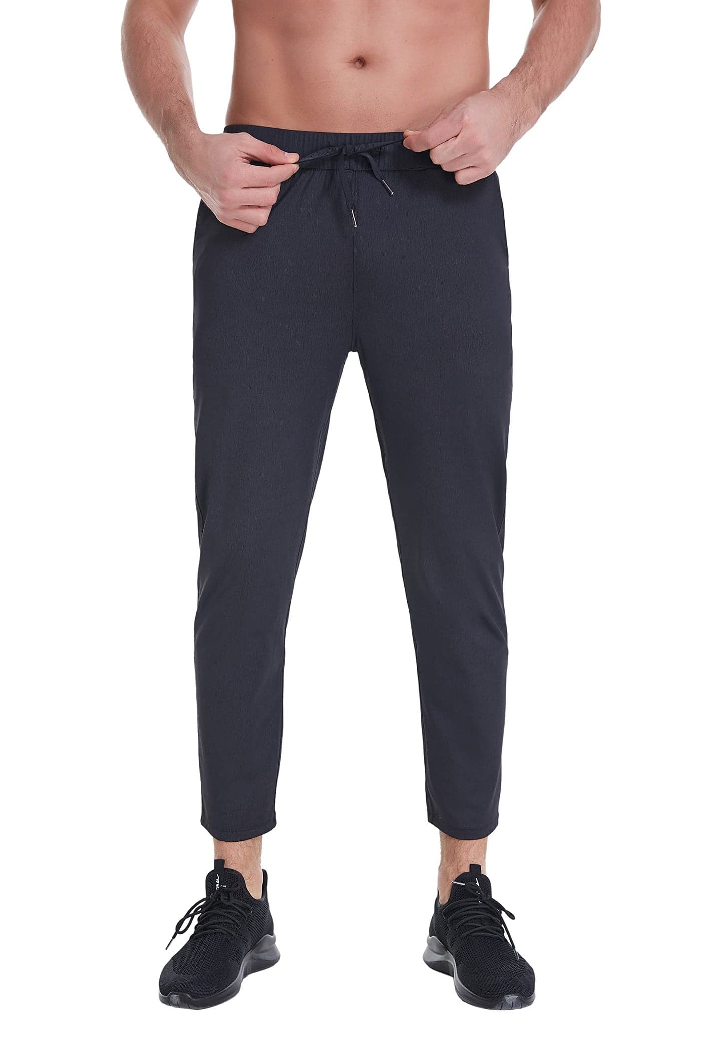 AbleTree Mens Athletic Track Pants 27 Lightweight Sweatpants Quick Dry Workout Joggers Casual Lounge Straight Pants with Pockets Black