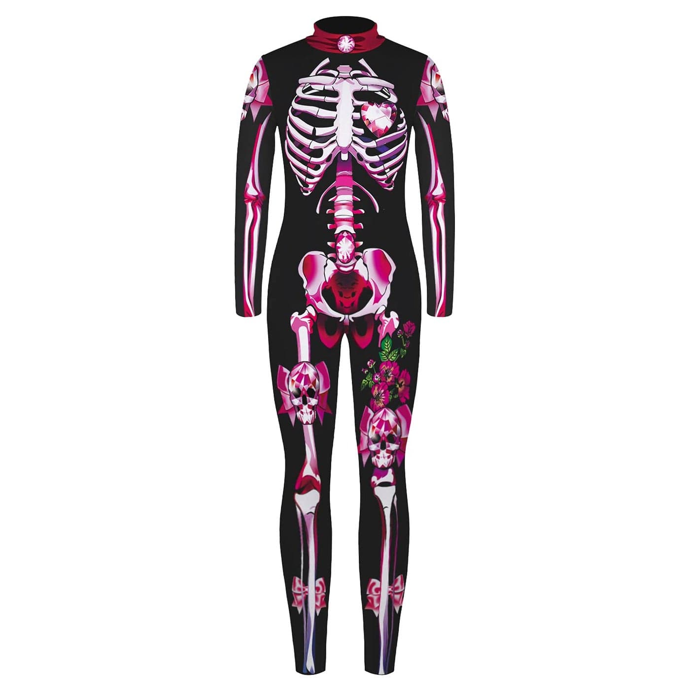 Remimi Girls Skeleton Skin Bodysuit Zipper Halloween Bone Skull Jumpsuit Onesies Pink 910 Years