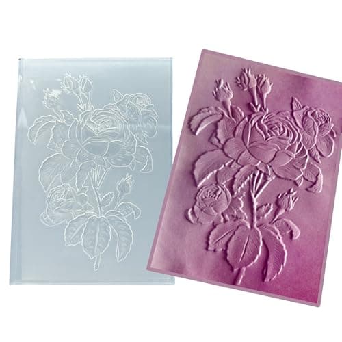 Arbuya 3D Plastic Embossing Folders for Card Making 3 d Roses Texture Embossing Folder for Scrapbooking Paper Crafting Home Decoration