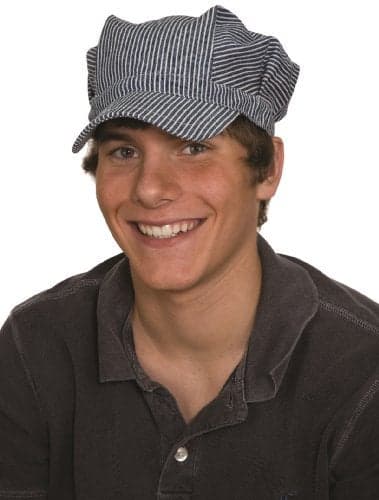 Jacobson Hat Company Adult Engineer Hat,Blue/White,Medium (adjustable size fits most)