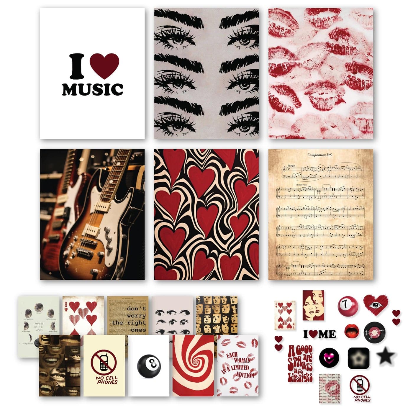 97 Decor Downtown Girl Room Decor Y2K Room Decor Aesthetic 2000s Mini Downtown Girl Posters for Room Aesthetic Small Red Coquette Wall Decor Y2k Wall Art Prints for Teen Girls 8x10 Unframed