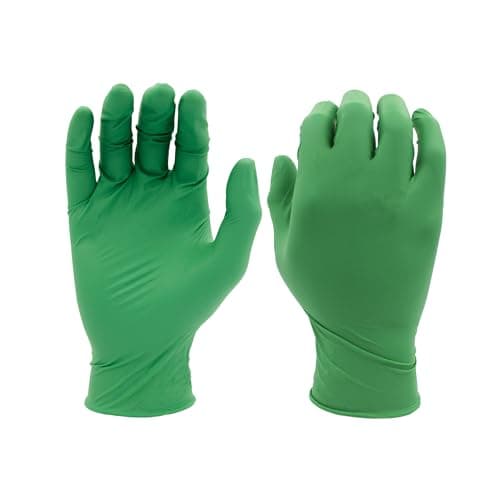 SHOWA 6110PF Sustainable EBT Latex-Free, Powder-Free, Nitrile Disposable Single Use Safety Gloves, 4 Mil, 9.5" Length, Medium (1 Box/100 Gloves)