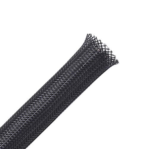 25ft - 1.5 inch PET Expandable Braided Sleeving – Black – Alex Tech Braided Cable Sleeve