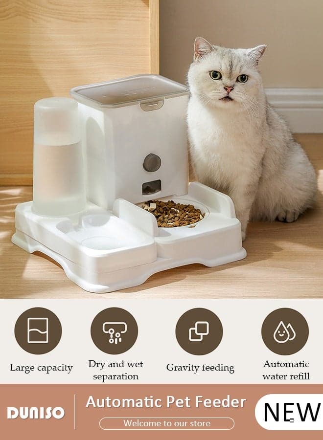 Automatic Pet Feeder, Gravity Cat Dog Food Feeder 2.8L and Water Dispenser 1L Easy To Clean Feeder Waterer Food Dispenser for Large & Small Dog Cat Puppy Kitten Feeder