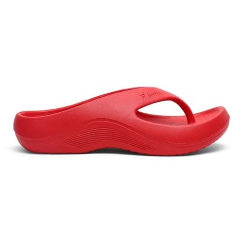 YOHO PILO Slippers for Women | Lightweight with Footpharma Footbed | Waterproof, Stylish, Comfortable Chhapal | Soft Orthopedic Flip-Flops, Daily Use Bathroom Slippers | Coral Red - UK 7