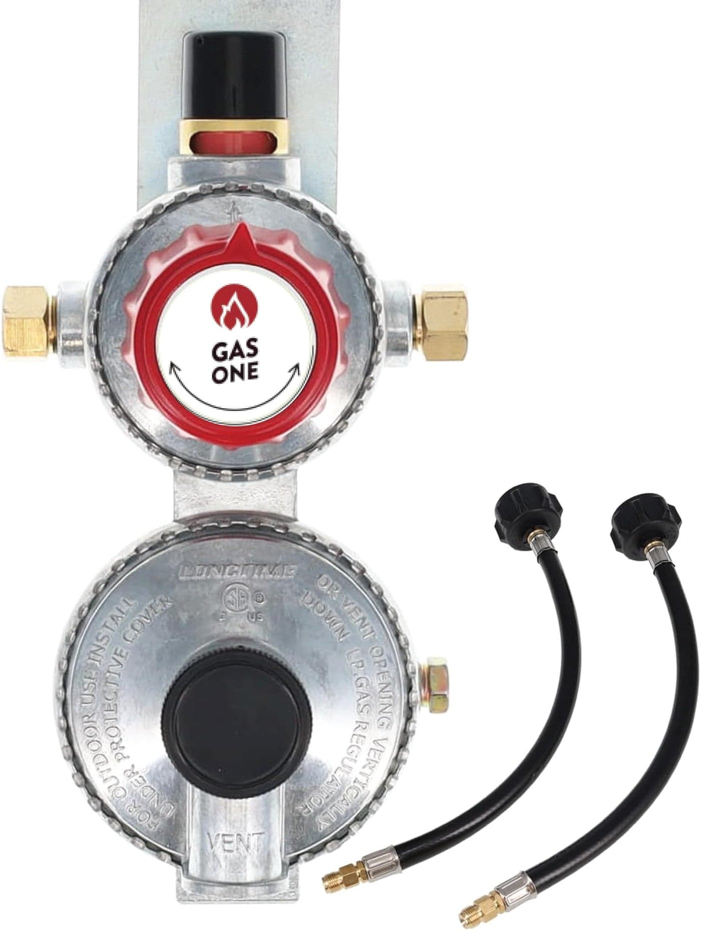 GasOne 2-Stage Auto Changeover LP Propane Gas Regulator With Two 12 Inch Pigtails - RV Propane Regulator for 2 tank - For RVs, Vans, Trailers